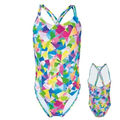Imagen de Traje de Baño Una Pieza Niña,Bañador para Niñas,Bañador Natacion Niña,Motivos Triángulos,Verano Natación Trajes 8 Años/122 128cm