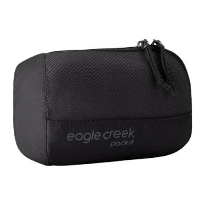 Imagen de Eagle Creek Pack It Reveal Cubos de embalaje para viajes, tela duradera y resistente al agua con diseño cremallera en ángulo ventana malla frontal completa, color negro