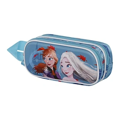 Imagen de Disney Frozen 2 Enchanted Estuche Portatodo 3D Doble, Azul, 22 x 9.5 cm