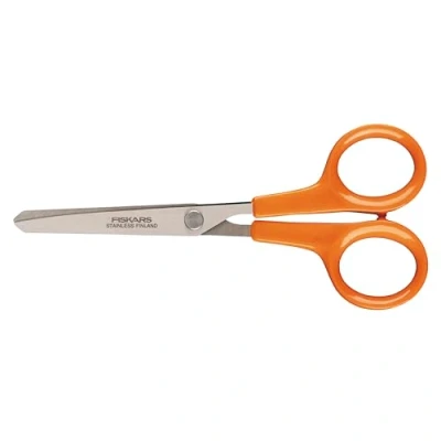 Imagen de FISKARS Hobby Tijeras Punta Redondeada, Longitud: 13 cm, Para diestros y zurdos, Hoja de acero inoxidable/Mangos plástico, Naranja, Classic, 1005154