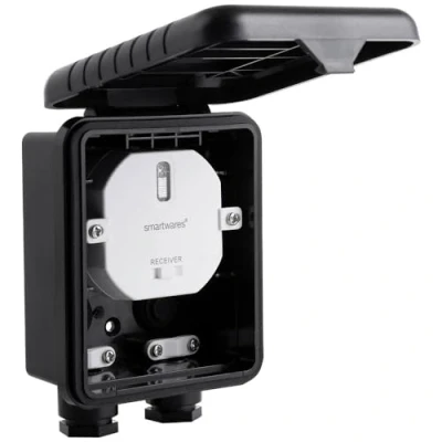 Imagen de Smartwares Módulo domótico con caja de conexión para iluminación exterior, compatible mando a distancia e interruptor inalámbrico, color negro SH4 90451