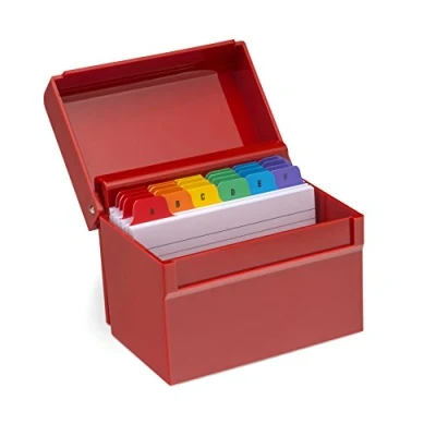 Imagen de Osco AIBOX Red Hi Gloss Index Box with 100 Cards and Coloured Tabs
