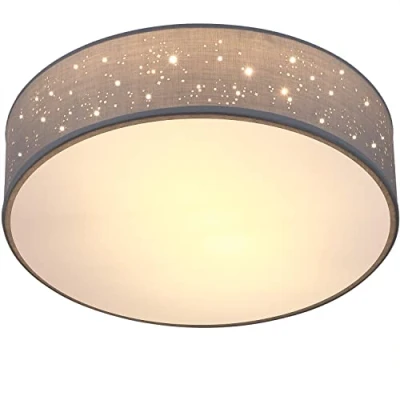 Imagen de Monzana Lámpara Techo de Tela Redonda Ø38cm Efecto Cielo Estrellado para dormitorio comedor oficina Gris