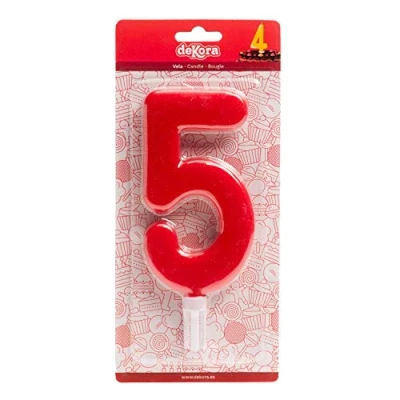 Imagen de Dekora Vela De Cumpleaños Gigantes Número 5, Rojo, 15 Cm