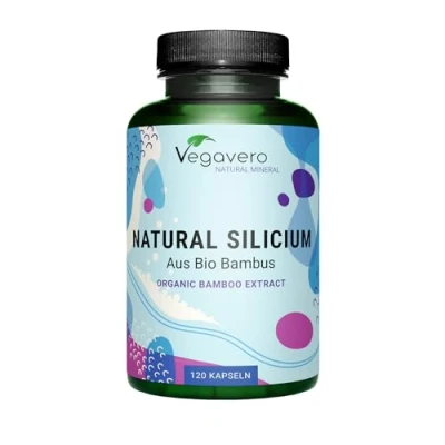 Imagen de Silicio Organico Vegavero® 300 mg 100% Natural &amp; BIO Derivado del Extracto de Bambú Sin aditivos Vegano Esencial Para Huesos, Articulaciones y Músculos 120 Cápsulas