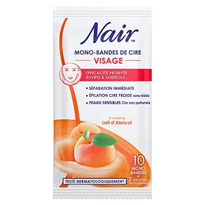 Imagen de NAIR Mono Bandes de cera fría con extracto leche albaricot, bolsa nómada, 10 monobandas + 2 toallitas &quot;acabado suave&quot;