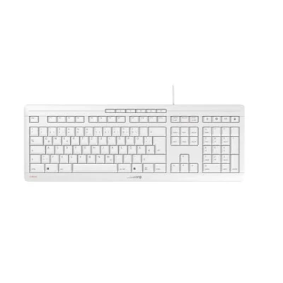 Imagen de CHERRY STREAM KEYBOARD, teclado con cable, distribución de alemán (QWERTZ), teclas silenciosas, experiencia tecleo única, diseño plano, blanco/gris