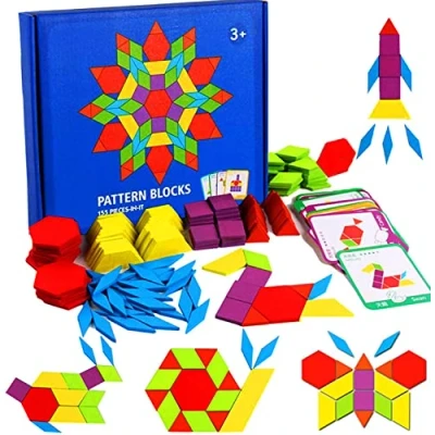 Imagen de LEADSTAR Tangram Puzzle, Madera Shapes Puzzle Set Rompecabezas de Kids Educativos Juegos y Juguetes con 155 Piezas Formas Geométricas 24 Diseños
