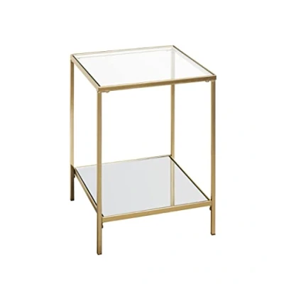 Imagen de HAKU Möbel Mesa auxiliar oro, Metal, cristal de seguridad, espejo Dim.: AN 39 cm x AL 55 P cm, Estilo: Art Déco