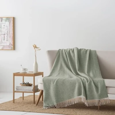 Imagen de VIALMAN Plaid Nepal 2 Color Verde Colcha Multiusos 130 x 170 cm Sofá Cubre Cama Manta Foulard para Sofa