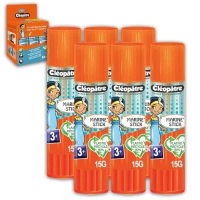 Imagen de Cléopatre Cléostick Marine 6 Barras de Pegamento Azul Secado Lento Ideal para Niños a partir 3 Años Aplicación Fácil y Precisa Sin Disolventes, Limpieza con Agua 6x15g