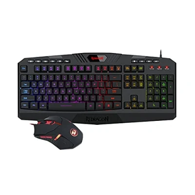 Imagen de Redragon Teclado y Raton Gaming S101 Iluminacion RGB USB Distribución España + Ratón LED 3200 dpi. PC Windows Compatible