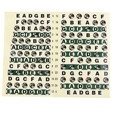 Imagen de Futheda 2 pegatinas para diapasón de guitarra, guía etiquetas, escala melodía, calcomanías impermeables y a prueba aceite, principiantes, práctica aprendizaje