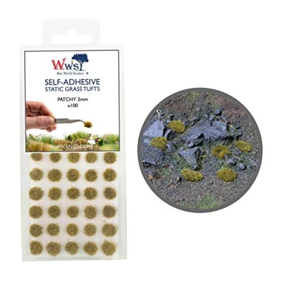 Imagen de War World Scenics 100 x Mechones Autoadhesivos de Hierba Estática Irregular 2mm Modelismo Wargame Escenografía Ferroviario Diorama Miniatura Maqueta Manojo Césped Seguimiento Envío