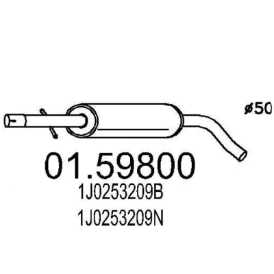 Imagen de MTS 01.59800 Silenciador Intermedio 900 VOLKSWAGEN: Golf 4, New Beetle Hatchback, Bora Berlina, AUDI: A3 SEAT: Leon I Hatchback norauto,