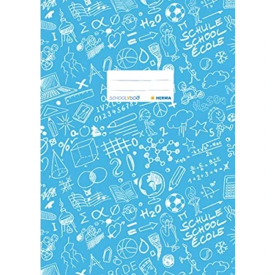 Imagen de HERMA 19410 Schoolydoo Sobres para cuadernos escolares, tamaño A4, color azul claro, 10 unidades, con etiqueta de rotulación polipropileno resistente y lavable, juego fundas