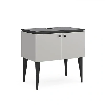 Imagen de Vicco Mueble bajo Lavabo Gerta, Gris/Negro, 80 x 79 cm con Puertas