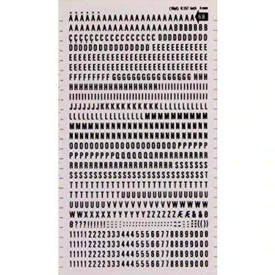 Imagen de APLI DD68F Letras y números transferibles negros 4 mm, 792 caracteres