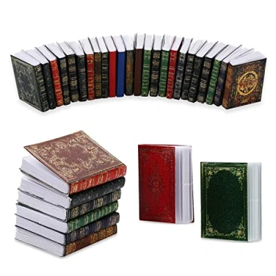 Imagen de Molain Miniaturas Libros de casa muñecas, Escala 1:12, Mini Libros, Accesorios para decoración Modelo muñecas (24 Piezas)