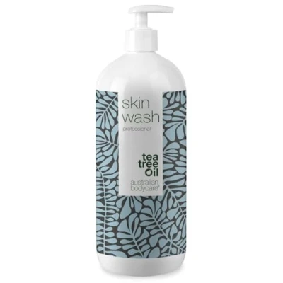 Imagen de Gel de Ducha Skin Wash Profesional 1000 ml con Aceite Árbol Té Suaviza la Piel Ideal para Imperfecciones, Granos o antes Depilación Cera/Afeitado