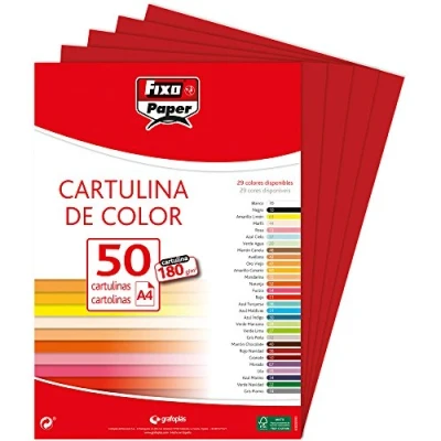 Imagen de Fixo Paper 11110356 Paquete de cartulinas A4 50 unidades color rojo carmín, 180g