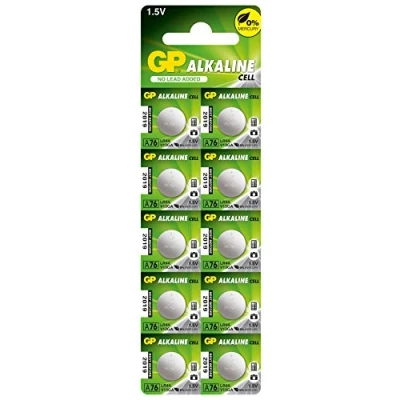 Imagen de GP Pack de 10 Pilas LR44 alcalinas botón / A76 AG13 357 GP76A SR44W 1,5V Ideales para Relojes, calculadoras, Juguetes, linternas, Luces nocturnas, etc
