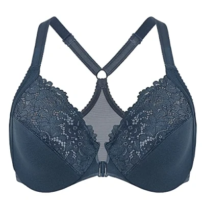 Imagen de DELIMIRA Sujetador de Encaje Cierre Frontal Talla Grande con Aros para Mujer Sargazos 115G