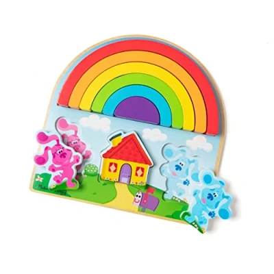 Imagen de Melissa &amp; Doug Blue&#039;s Clues You! Rompecabezas Apilable del Arco Iris, de Madera (9 Piezas)