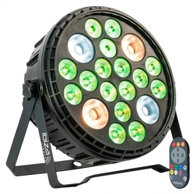 Imagen de Ibiza BIGPAR 16RGBW4WWCW Proyector PAR XXL 16 LEDs RGBW Multicolor + 4 UV blanco cálido y frío 12 canales DMX Efecto estroboscópico dimmer Fiesta, escenario, espectáculo, evento