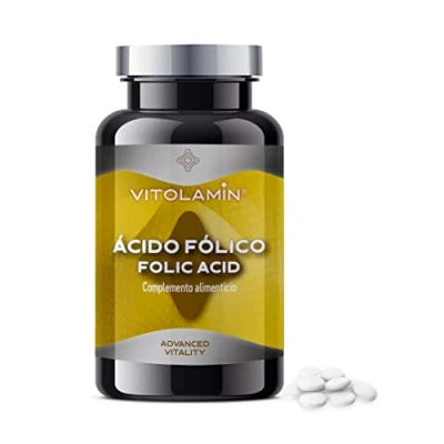 Imagen de Ácido Fólico VITOLAMIN® 400 Comprimidos Vegetarianos 400µg la Vitamina B9 contribuye a función normal del sistema inmunológico y crecimiento tejido materno durante el embarazo