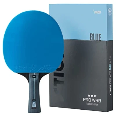 Imagen de STIGA Raqueta de Ping Pong Pro WRB Blue Edition Pala Tenis Mesa, 3 Estrellas con Revestimiento Goma Azul