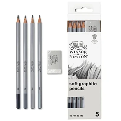 Imagen de Winsor &amp; Newton Studio Collection Set de 4 lápices grafito suaves + goma