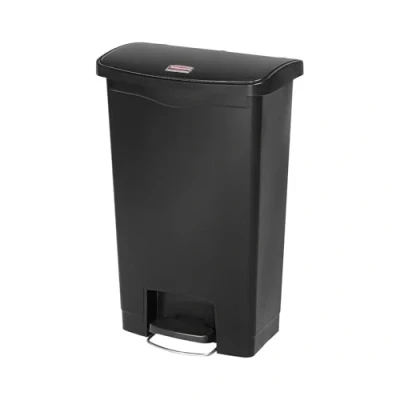 Imagen de Rubbermaid Commercial Products Slim Jim 1883611 Contenedor con pedal frontal, capacidad de 50 l, negro