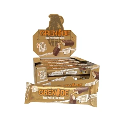 Imagen de Grenade High Protein and Low Carb Barra Sabor Caramel Chaos, 12 x 60 g