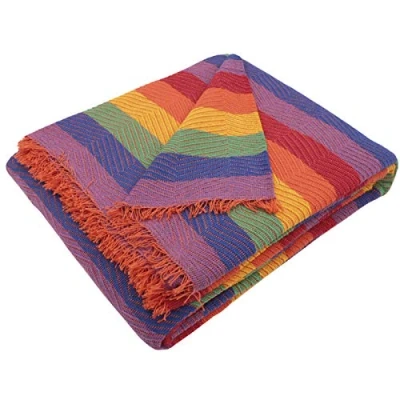 Imagen de MERCURY TEXTIL Colcha Multiusos Sofa,Manta Foulard,Plaid para Cama,Cubresofa Cubrecama,jarapas,Comoda Practica y Suave. Poliester Algodón (180 x 260cm, Espiga Arcoiris)