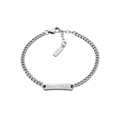Imagen de EMPORIO ARMANI Pulsera para hombre de acero inoxidable o cuentas con cierre langosta, Tono plateado