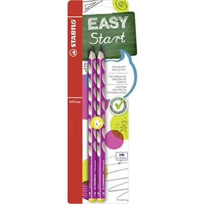 Imagen de Lápiz ergonómico STABILO EASYgraph Pack con 2 unidades Color de cuerpo rosa Modelo para zurdos