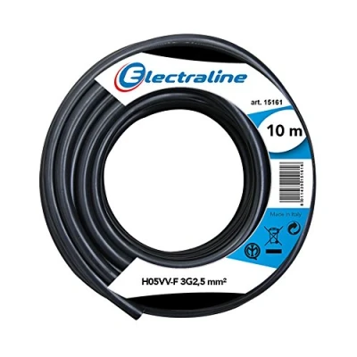 Imagen de Electraline 11821 cavo per prolunghe h05vv f, sezione 3g2.5 mm, 10 mt, nero