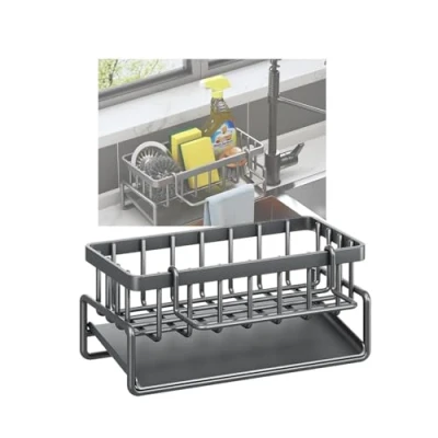 Imagen de Genérico Soporte Estropajo Fregadero,Organizador Guarda Estropajos Fregadero Cocina Inoxidable De Esponja con Bandeja Organizador Sink Caddy Toallero (Gris)