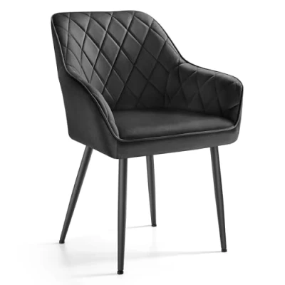 Imagen de SONGMICS, Sillón de Terciopelo, Silla Tapizada con Reposabrazos, Carga Máx. 120 kg, Patas Metal, para Comedor, Cocina, Negro Tinta LDC088B01, 60 x 62.5 85 cm