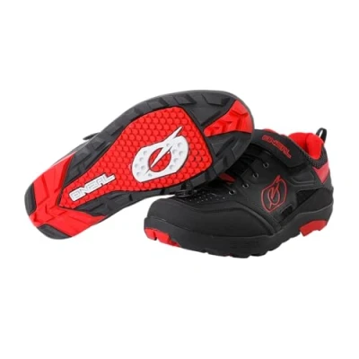 Imagen de O&#039;Neal Zapatos de Bicicleta MTB Downhill Freeride Alto Agarre, Sistema Atado rápido para un Ajuste, ventilación Malla Planos Traverse Adultos Negro Rojo Talla 36