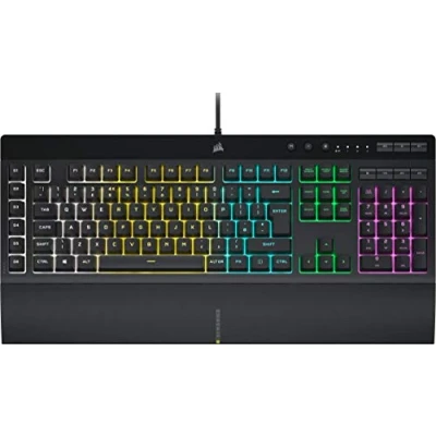 Imagen de Corsair K55 RGB Pro Membrana Teclado para Juegos con Cable, IP42, Resistente al Polvo y a los derrames, 6 Teclas Macro integración Elgato, Compatible iCUE, QWERTY UK, PC, Mac, Xbox, Color
