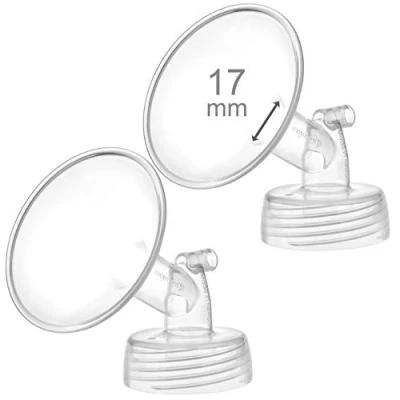 Imagen de 2 piezas de bomba cuello ancho Maymom 17 mm para bombas Spectra S1/S2; incluye bridas ancho; brida no original; repuesto escudo (17 dos bridas) (piezas