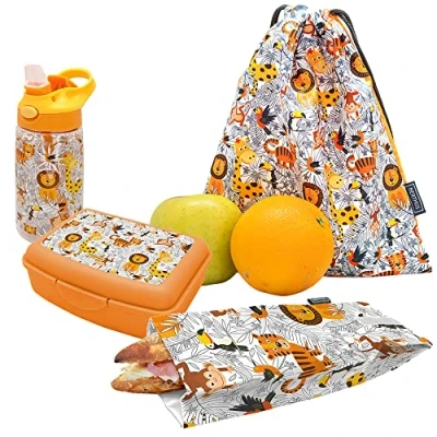 Imagen de NERTHUS FIH 988 SET Botella Tritan + Lunchbox Bolsa Bocadillo Mochila Leones