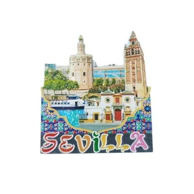 Imagen de 3D Sevilla España Nevera Imán de Recuerdos Turísticos Pegatinas Magnéticas Hechas A Mano Inicio Cocina Decoración Regalo Viaje