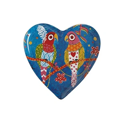 Imagen de Maxwell &amp; Williams Love Hearts Plato con Forma de Corazón &quot;Rainbow Girls&quot; Diseño Loros Porcelana, 15,5 cm Azul