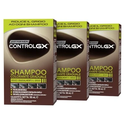 Imagen de Just For Men Control GX Champú para hombre, color y de pelo, reduce gradualmente las grises un aspecto natural (3 unidades)