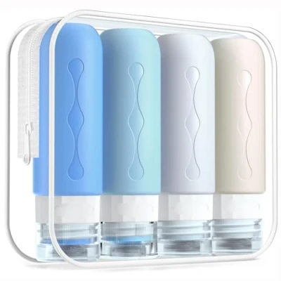 Imagen de Gemice Botella de Viaje 4 Pack TSA aprobó la Portátiles Silicona a Prueba Fugas (90ml) para champús, lociones y artículos tocador, FDA Certified BPA Free