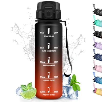 Imagen de Botella Agua, Agua 1 Litro con Filtro, Gimnasio, Reutilizable a Prueba de Fugas, Eslogan Motivacional, Cantimplora para Deporte, Acampar, Bicicleta