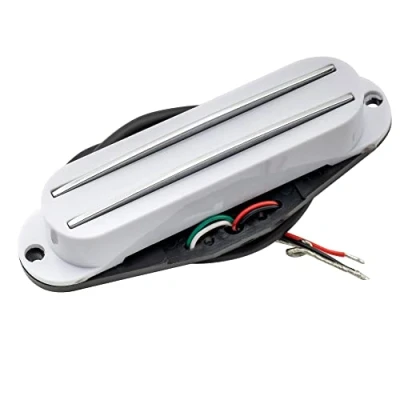 Imagen de Musiclily Dual Hot Rail High Output Guitarra Humbucker Pastilla en Formato Single Coil para Fender Squier Strat, Blanco